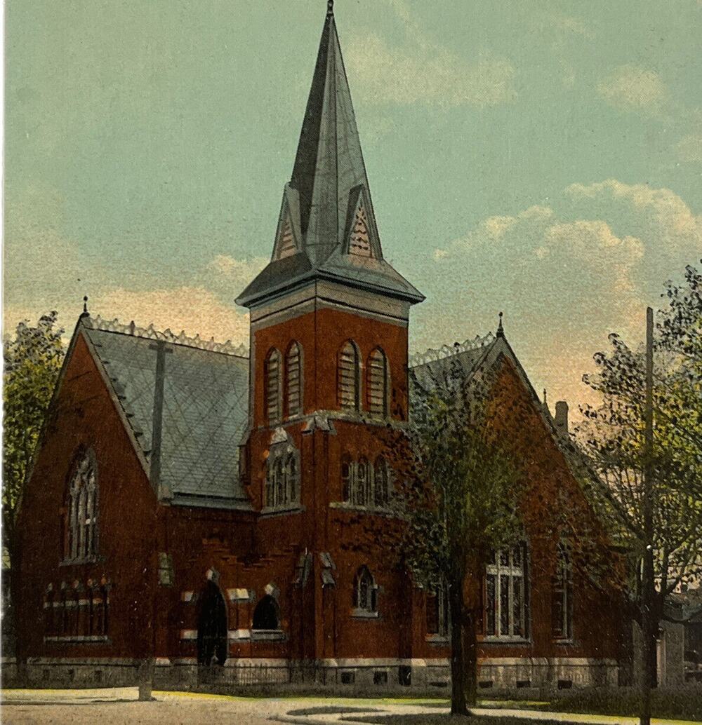 Antique Early 1900s Ephemera Lithograph Postcard First M.E. Church Frankfurt, IN